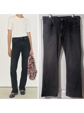 Zara | ZW Mid-Rise Bootcut Contour Jeans In Washed Black
